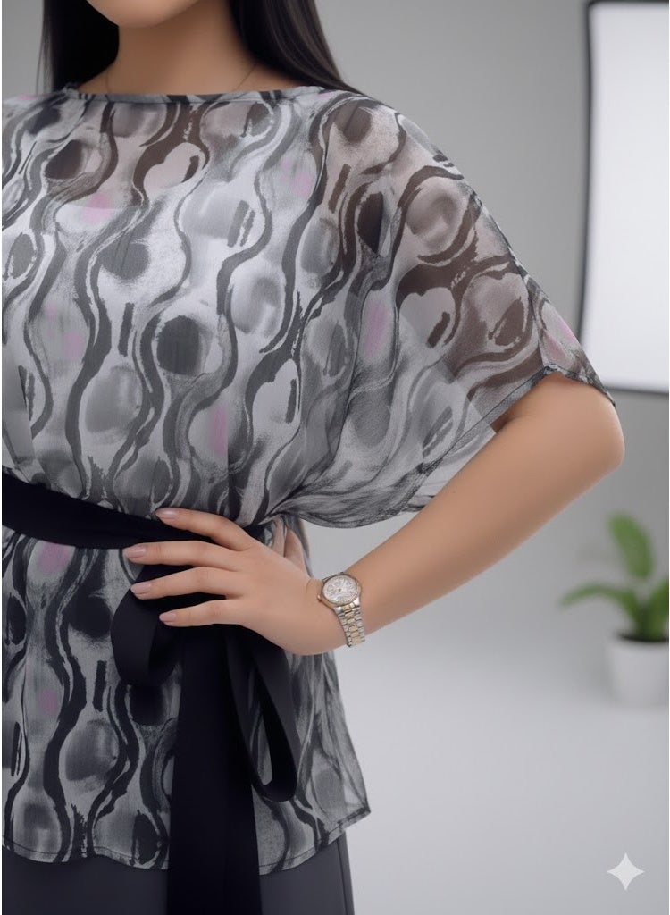فول جوي بلوزة  بقصة مريحة وأكمام قصيرة مريحة,بلوزة أنيقة وعصرية - Image 3